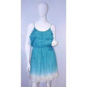 $128 GREYLIN Lined 100% SILK Jeweled Strap DRESS Green TIE DYE ( L )